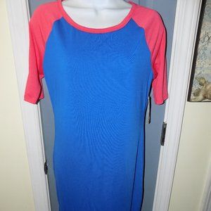 LuLaRoe Julia Blue/Watermelon Color Dress Size S
